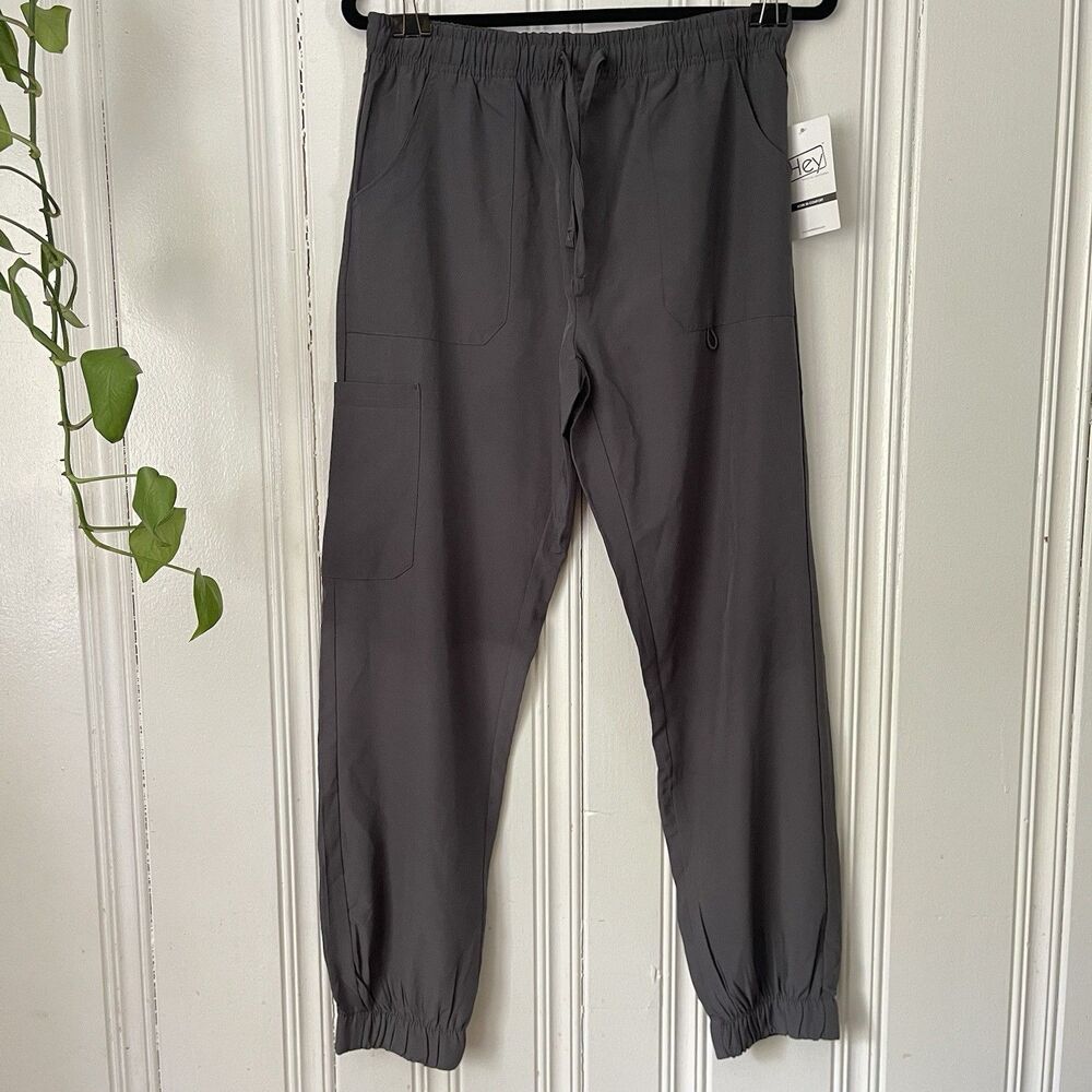 Hey Medical Uniform Women Gray Medical Scrub Stretch Jogger Pants Size M NWT